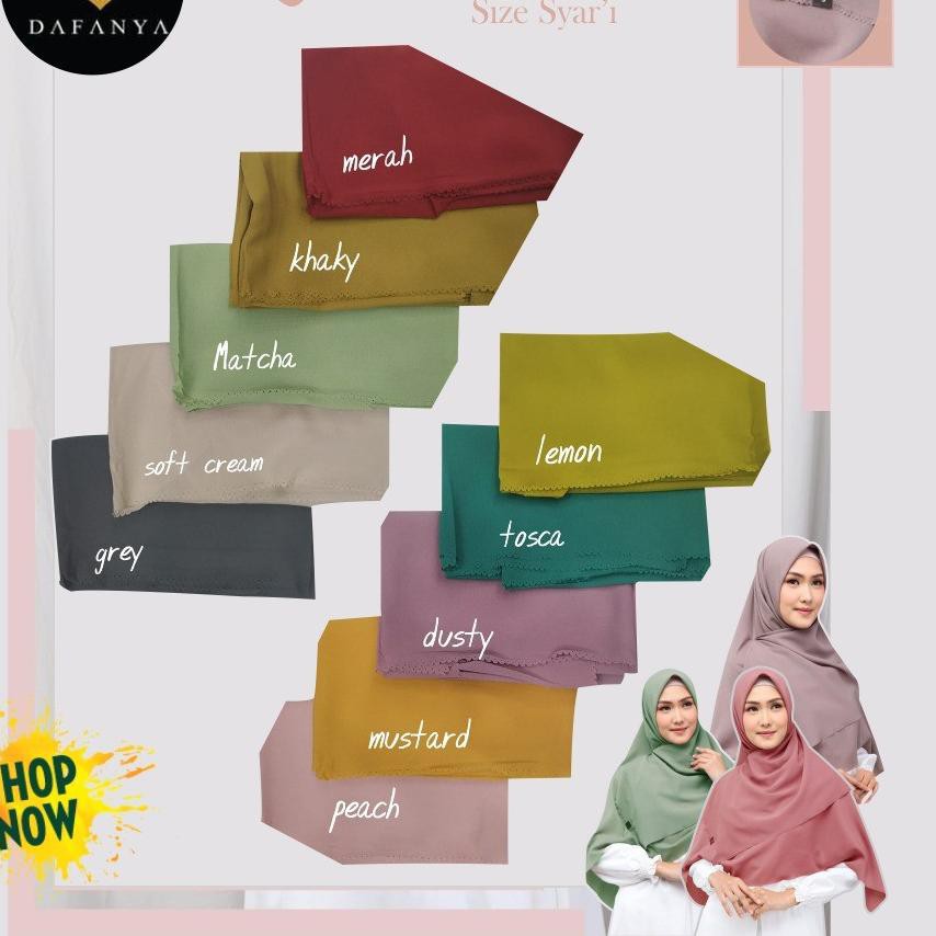 (Ready) Jilbab Segiempat Polos Jumbo Size Syari Quba Diamond Laser Cut  by Dafanya Scarf -Kerudung H