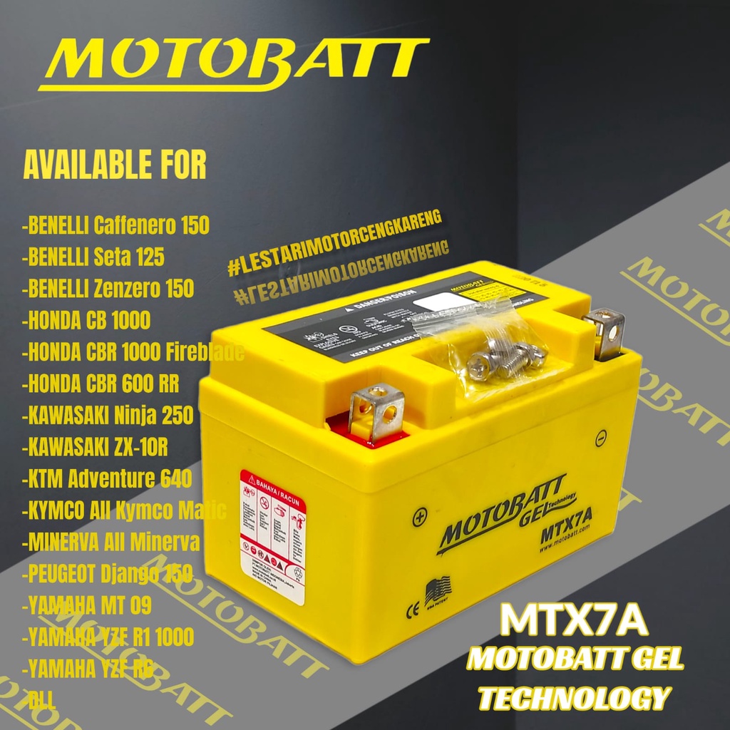 AKI MOTOR KAWASAKI NINJA 250 CC KARBU/FI MOTOBATT MTX7A 7AH GARANSI