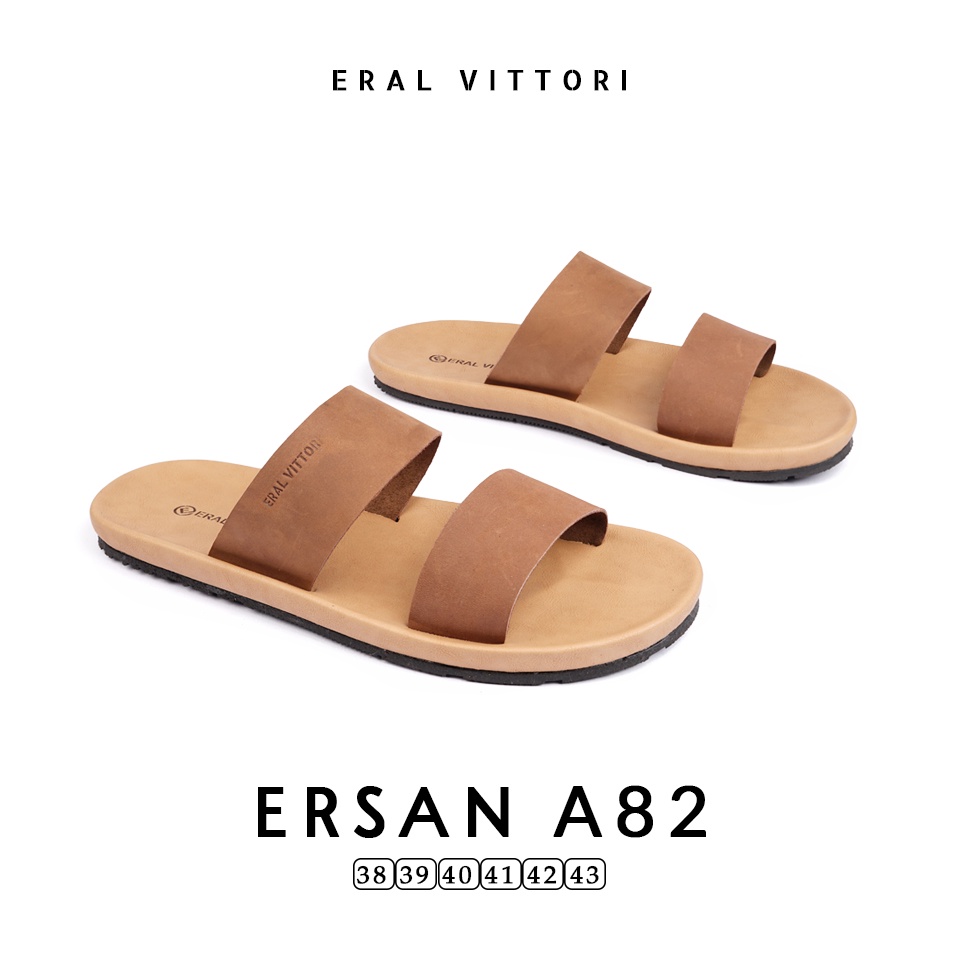 Eral Vittori - Ersan A82 Sandal Pria Kulit Harian Santai Tan