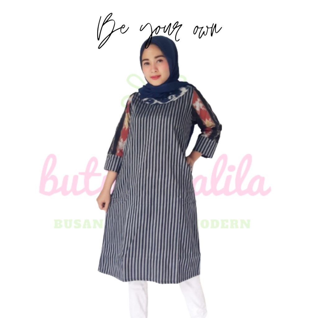 TUNIK PRIMASTI TRICOT Atasan muslim wanita bahan ori lurik mix tenun tunik all size ld104cm