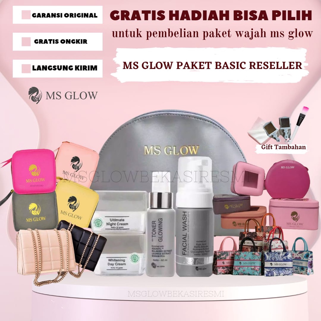 KHUSUS RESELLER DROPSHIP - MS GLOW BEKASI RESMI - [BONUS 5 BARANG] MS GLOW PAKET WHITENING /ACNE / L