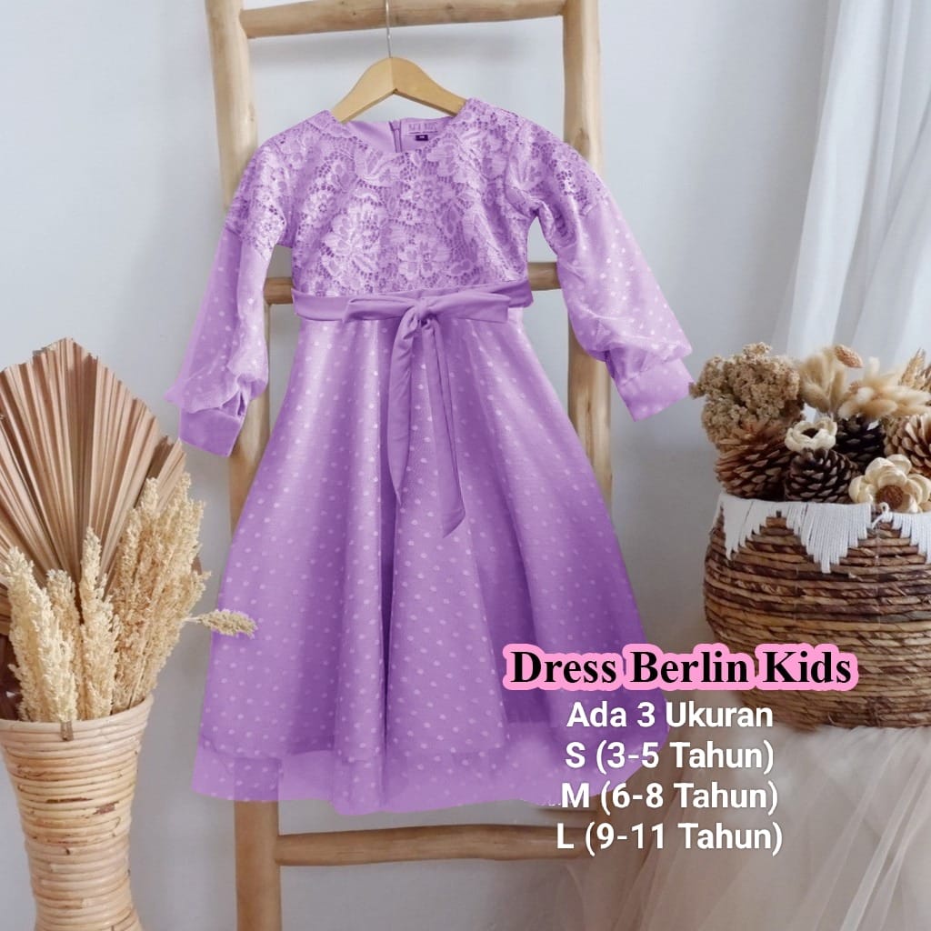 Dress kondangan Anak Perempuan brukat Berlin Kids 3-11 Tahun Good Quality