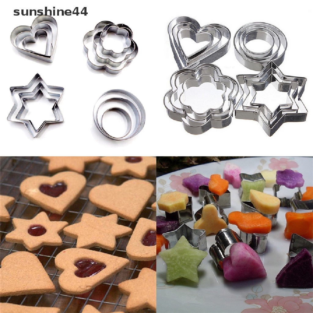 Sunshine 1 Set / 12Pcs Cetakan Kue / Cookies / Telur Bahan Stainless Steel