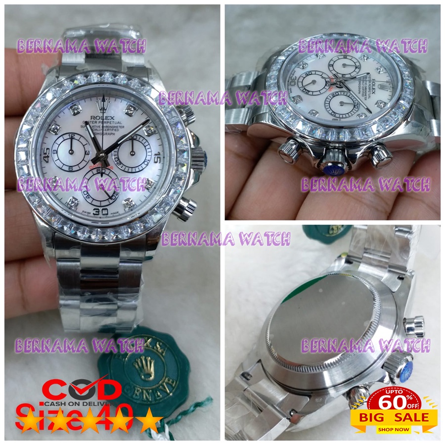 JAM TANGAN WANITA ROLEX DAYTONA SWISS ETA BOX ORI WARRANTY 1 YEAR
