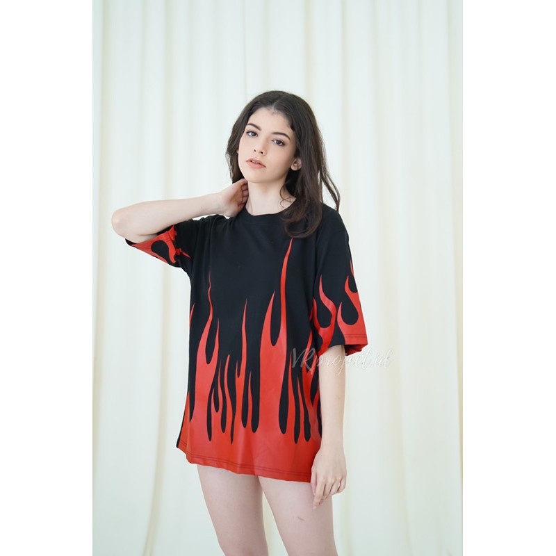 Kaos Oversize Fire Atasan Wanita