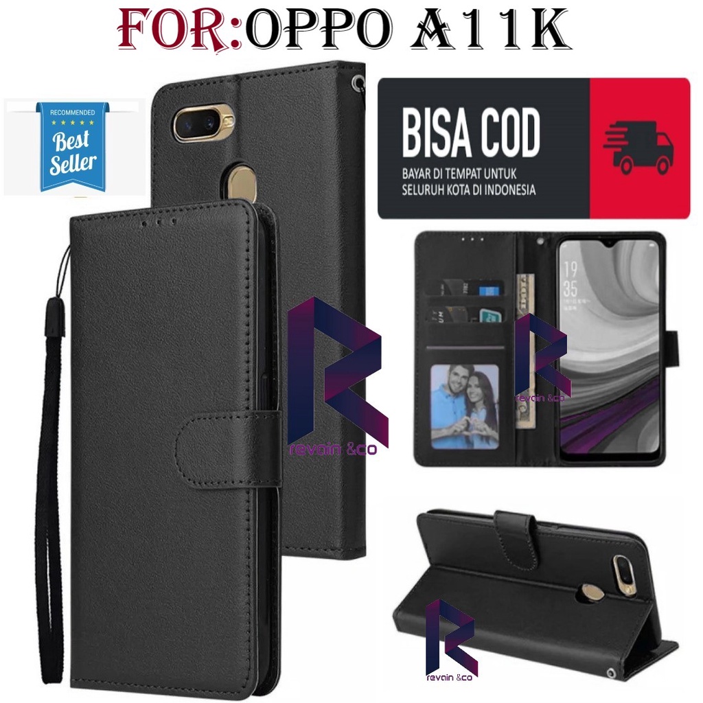 CASE DOMPET OPPO A11K FLIP WALLET LEATHER KULIT PREMIUM SARUNG BUKA TUTUP FLIP CASE OPPO A11K