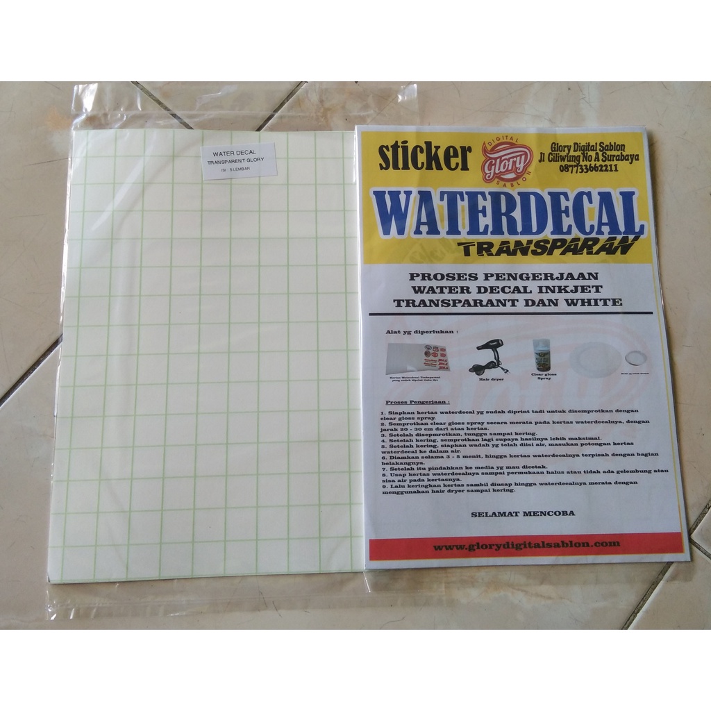 

WATER DECAL SLIDE WHITE DAN TRANSPARAN UK A4 / KERTAS DECAL UK A4 / DECAL SLIDE