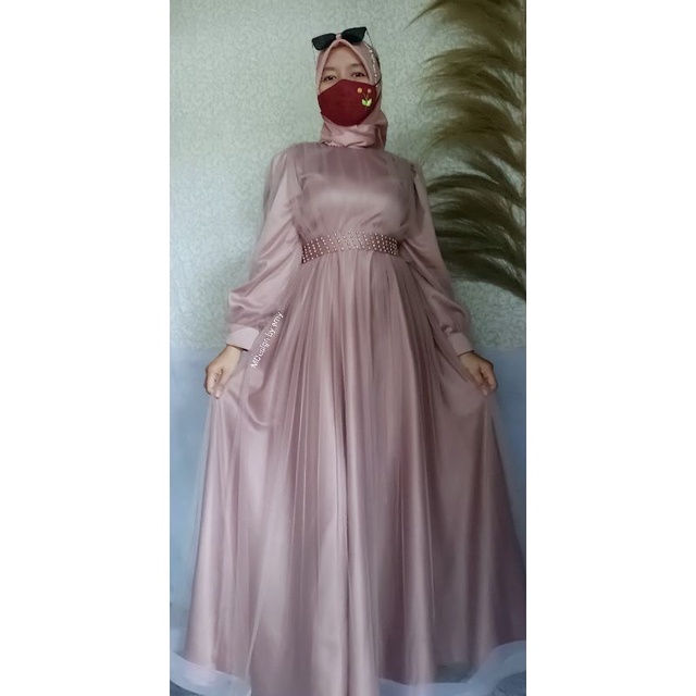 Gamis pesta Milo Double layer tille polos