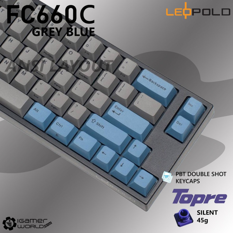 Leopold FC660C Grey Blue 65% Dye Sub PBT Mechanical Gaming Keyboard