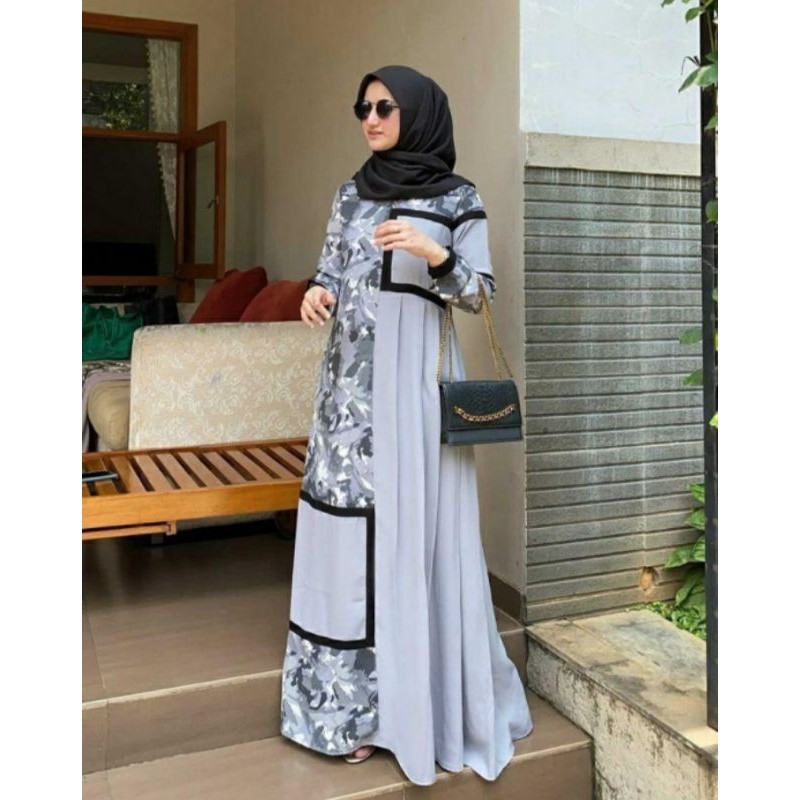 Gamis Adilaa Dress Grey L Dress by Kaleela