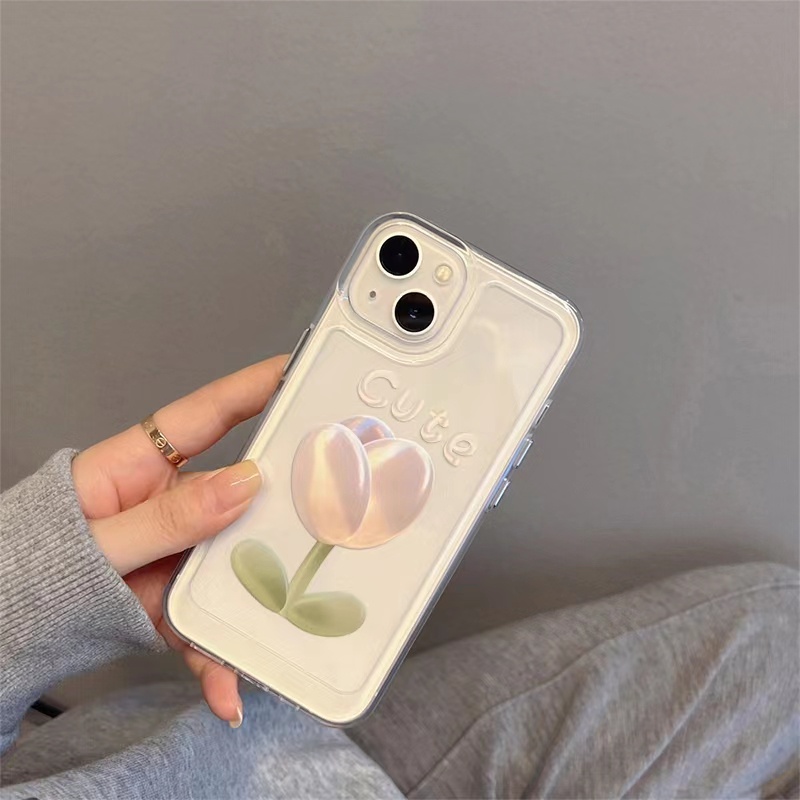 Ins Soft Case Tpu Transparan Motif Bunga Tulip Untuk iPhone 14 14pro 14max 14prm 13pro 13pro 11 7Plus 8Plus Xr XS 13 12pro Max