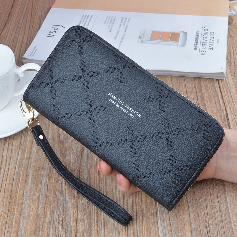 DOMPET PANJANG WANITA PREMIUM KULIT MUAT HP HITAM SESTA WA570B5 TALI PENDEK IMPORT BRANDED RESLETING KARTU UANG KOIN REMAJA KEKINIAN BATAM BESAR KOREA