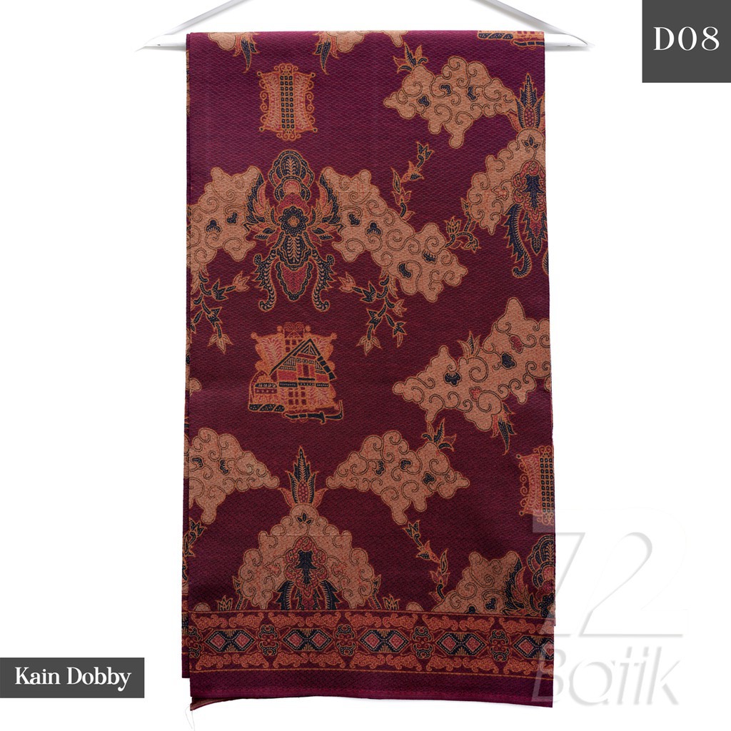 KAIN BATIK PREMIUM Dobby Motif Rumah Adat Warna Merah Abang Putih Dolbi Dobi Doby 725016 Cap 72 Jarik Jarit Samping Kebat Panjang Batik Dobby Modern Premium Bahan Seragam Batik Pernikahan Kantor Keluarga Murah Kamen Jadi Batik Bali Lembaran