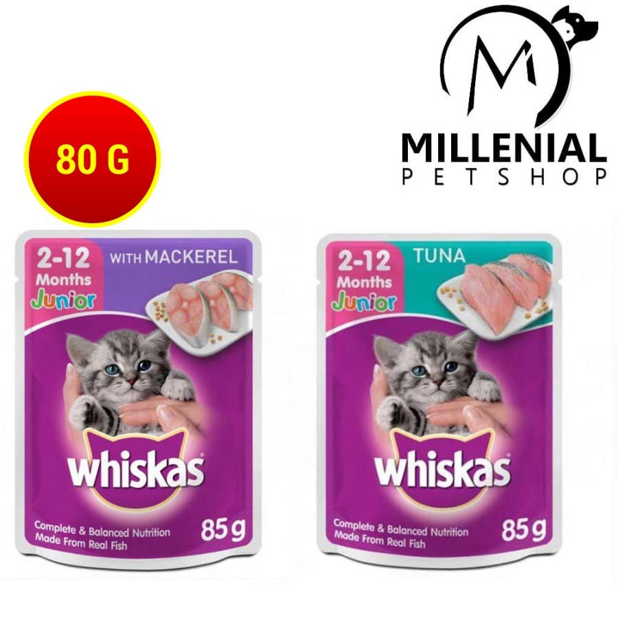 Makanan kucing whiskas junior 85gr / whiskas junior 85 gr junior mackarel junior tuna