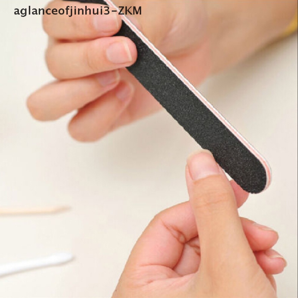 1 Pc File Buffer Grits 100 / 180 Sisi Ganda Warna Hitam Untuk Nail Art Manicure