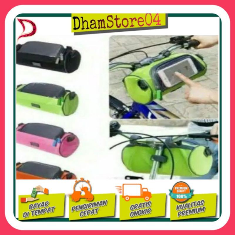Tas sepeda model tabung  / tas sepeda lipat stang waterproof tempat Hp