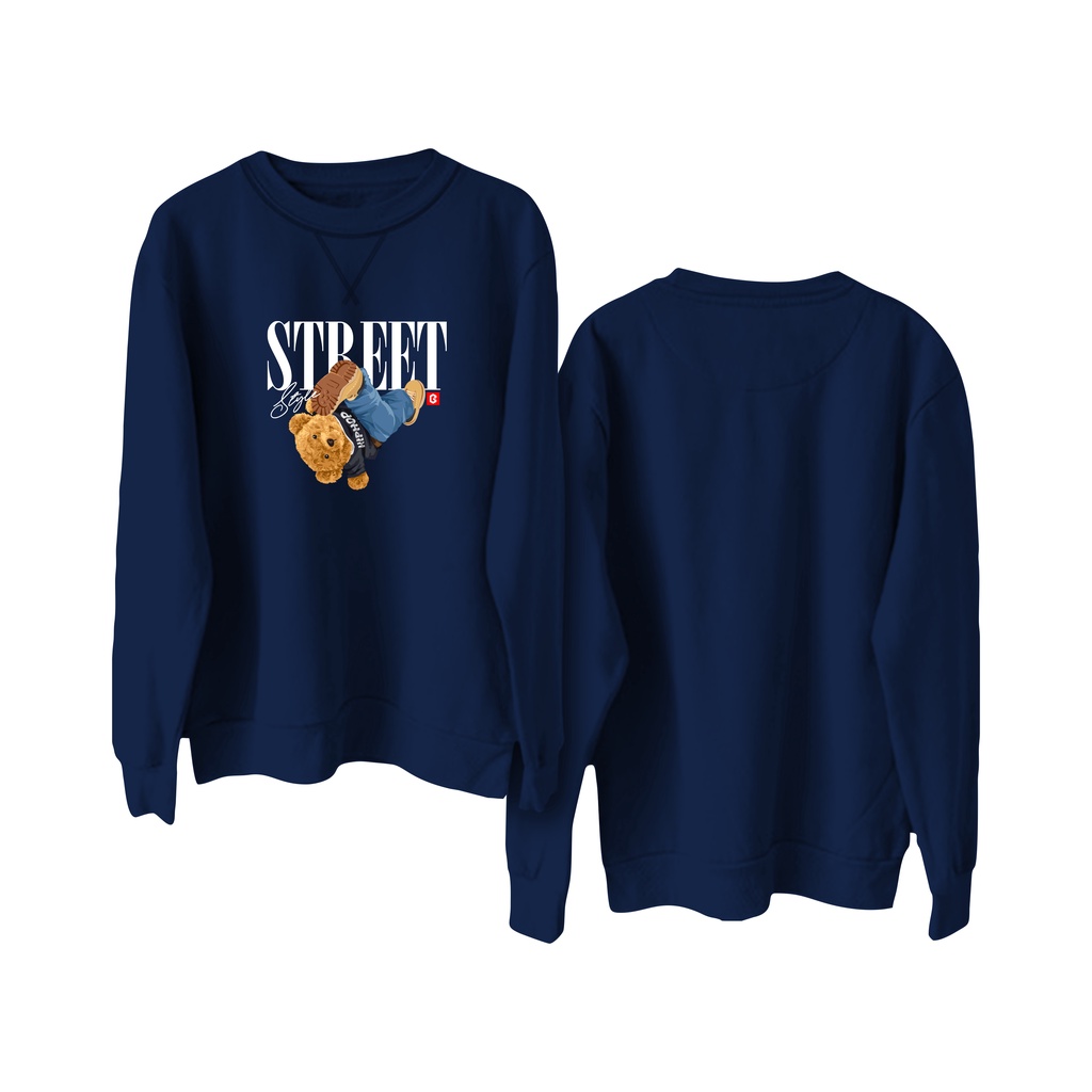 BRIGO Basic Sweatshirt Beruang Hip hop II Sweater Crewneck BRIGO Sablon DTF Fleece Cotton M-XXL (Pria &amp; Wanita) Free stiker&amp;Gantungan Kunci