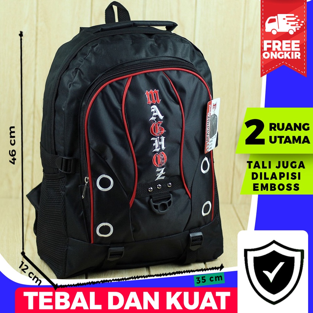 Tas Ransel Maghoz Hitam Back Pack Kece Sekolah Kuliah Kerja Cowok Pria