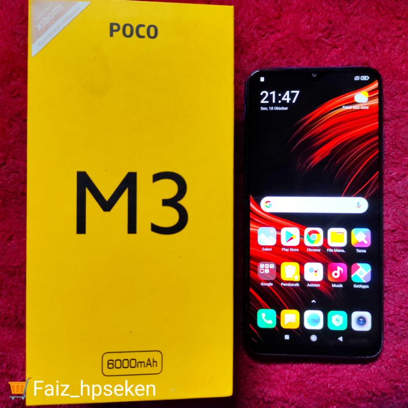 POCO M3  Ram 6/128 GB (4G) Fullset Hp Android Second Murah siap pakai