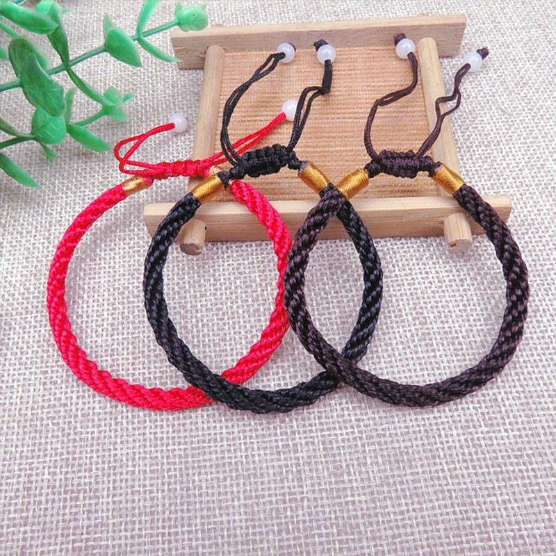 1pc Gelang Tali Handmade Warna Merah Untuk Pasangan