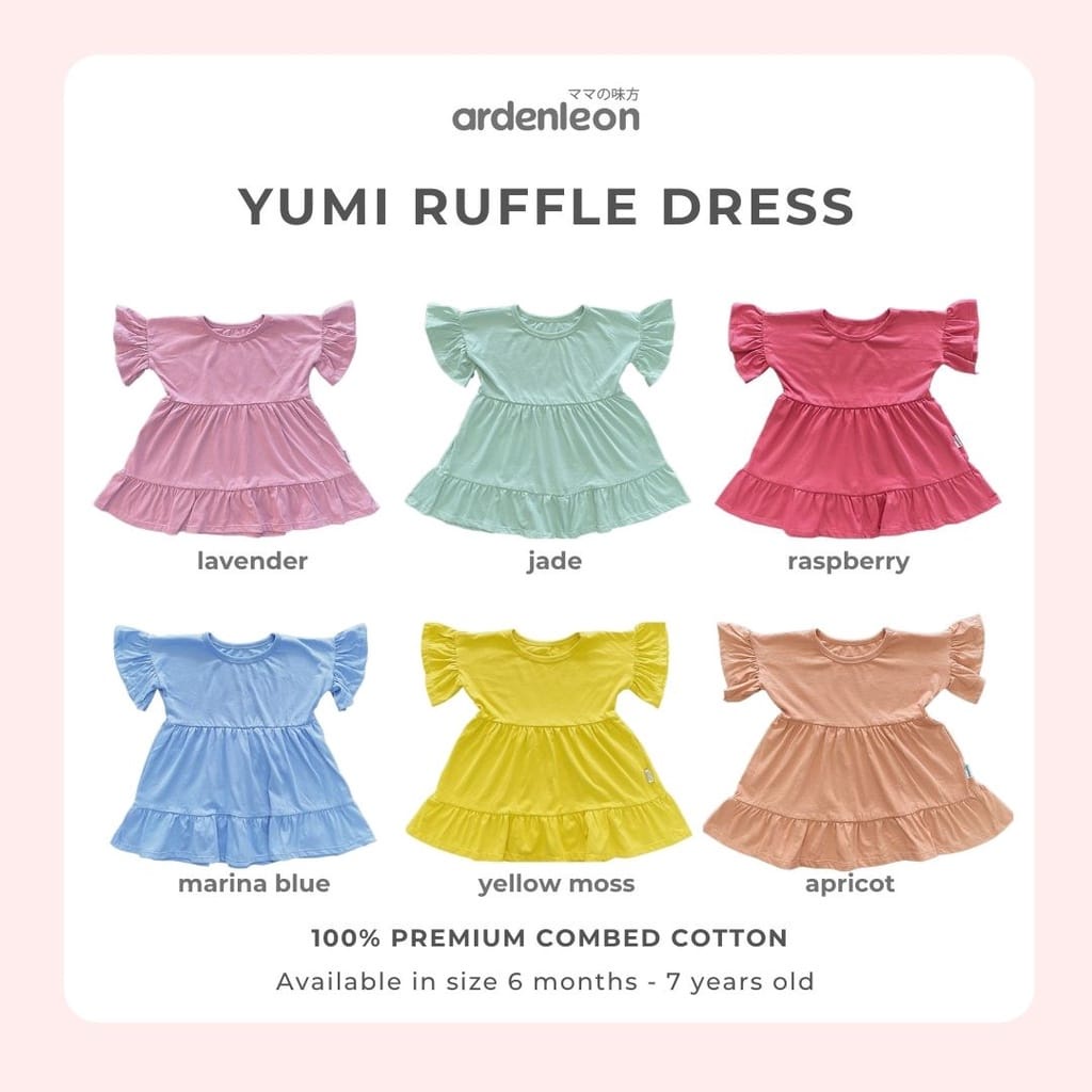 Ardenleon Yumi Ruffle Dress | Dress Baju Terusan Bayi Anak Perempuan