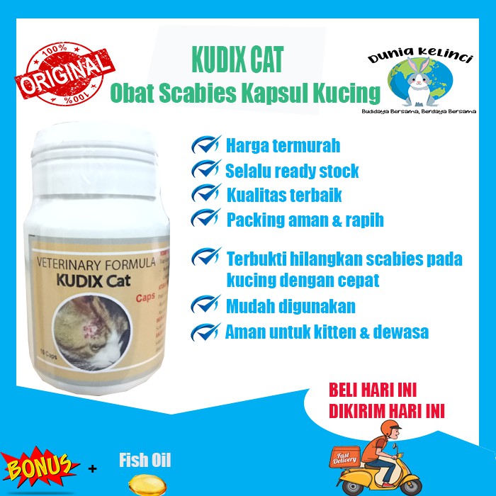 OBAT SCABIES KUCING KAPSUL KUDIX CAT GUDIG GUDIK EKSIM GATAL KORENG