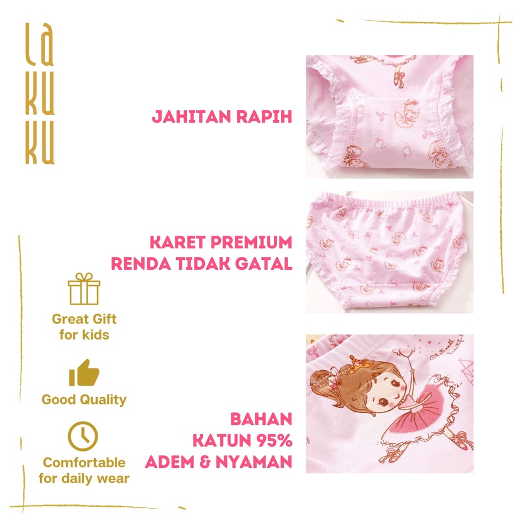 Lakuku - Celana Dalam Anak Perempuan Underwear Katun Brief Ballerina