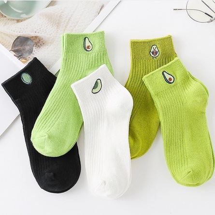 [littlecrab] Kaos Kaki Avocado Colorful Women Socks Import Avocado Kaos Kaki Hijau Buah Korean Style