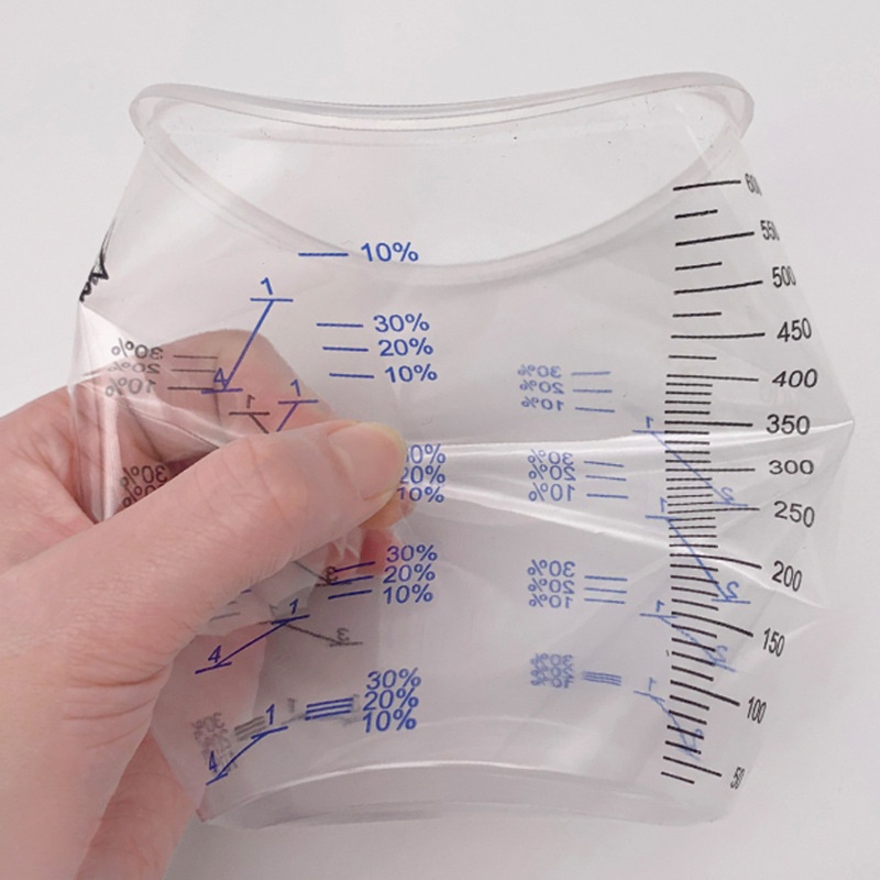 SIY  50Pcs Disposable Clear Graduated Plastic Mixing Cups for Paint UV Resin Epoxy 20 Oz 600ml Measuring Ratios 2-1 3-1 4-1