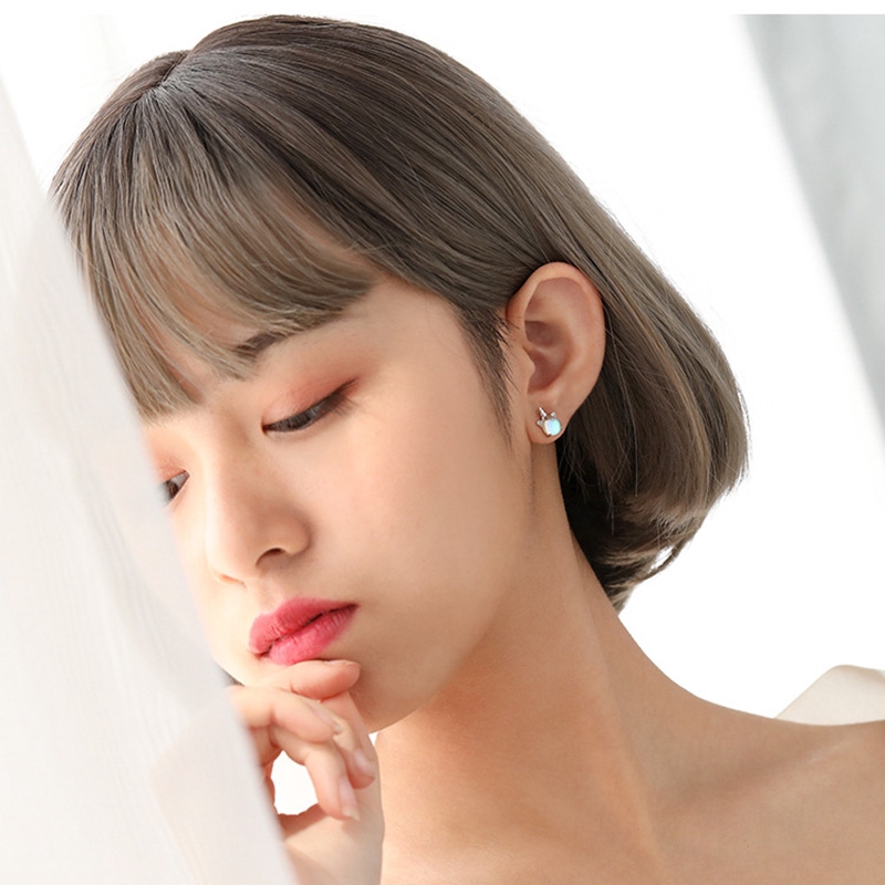 Anting Stud Earrings Women Unicorn Rainbow Earring Korean Simple Fashion Jewelry Gifts Sweet Heart Jewelry