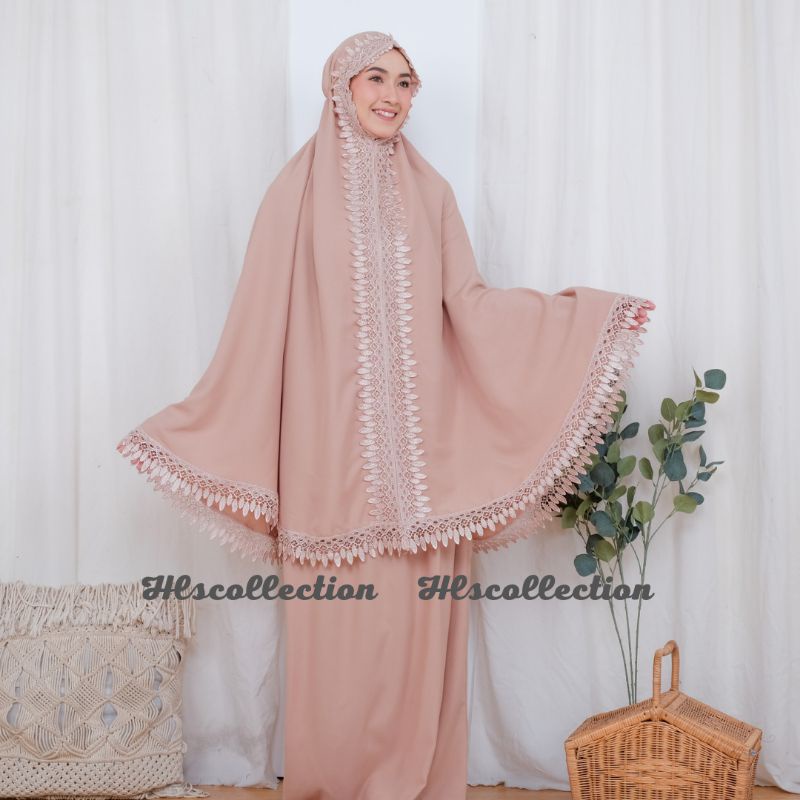 Mukena Dewasa Katun Polos Renda Premium Alfarizi