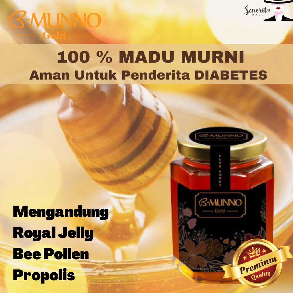 B Munno Gold Madu Murni Premium Aman Untuk Diabetes Original Royal Jelly Beepollen Propolis Indonesia