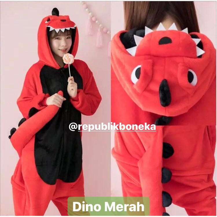 BAJU ONESIE DINOSAURUS HIJAU GREEN DINO KOSTUM COSPLAY