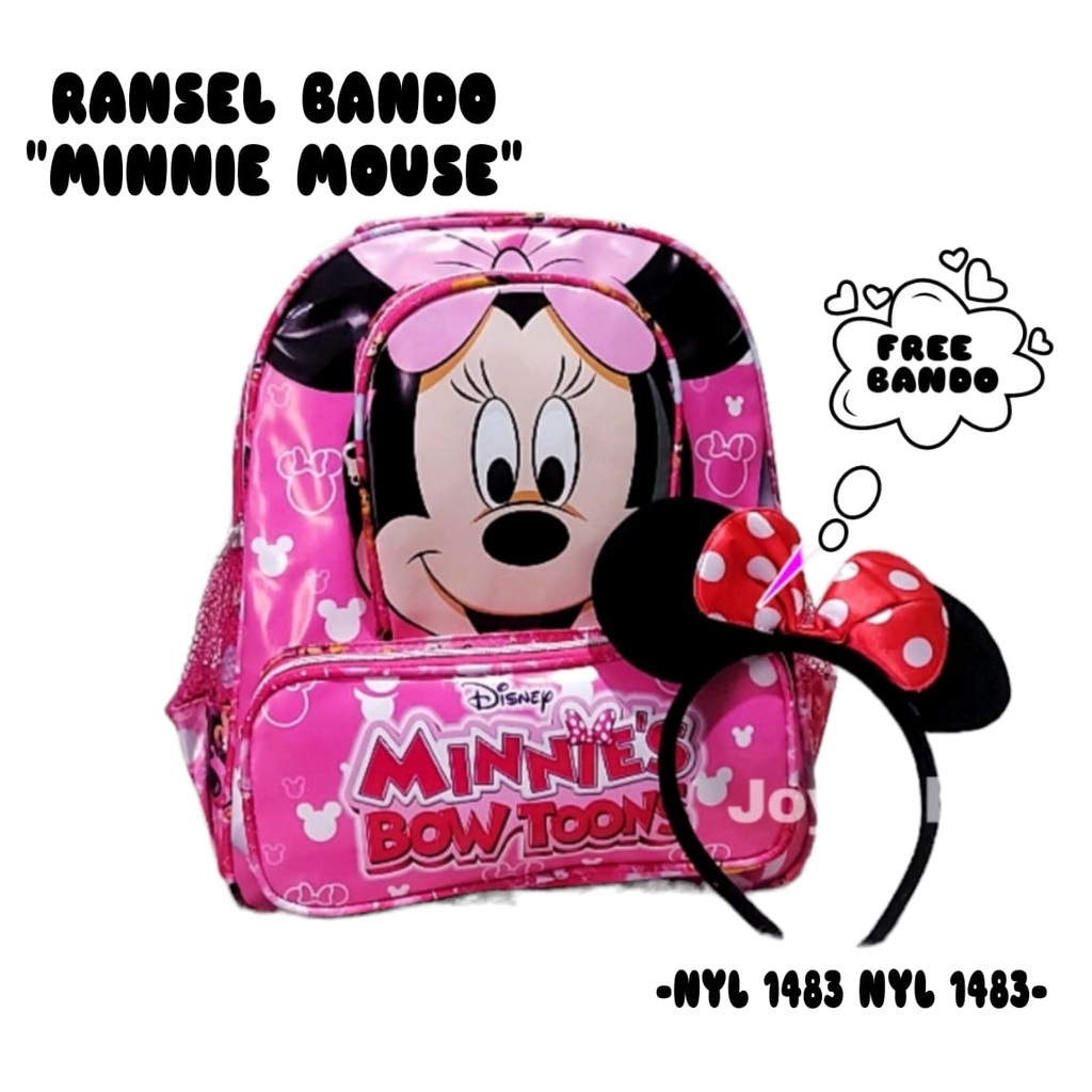 Tas Ransel Anak Backpack Mickey Mouse + Bando PG PAUD super premium berkualitas Minie mouse playgroup