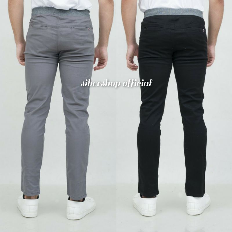 Celana Chino Panjang Pinggang Karet Celana Rip Bahan Premium Size 27-38