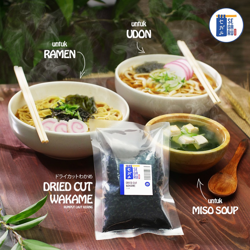 Dried Cut Wakame - Rumput Laut Kering - Untuk Ramen Udon Miso 25 Gr