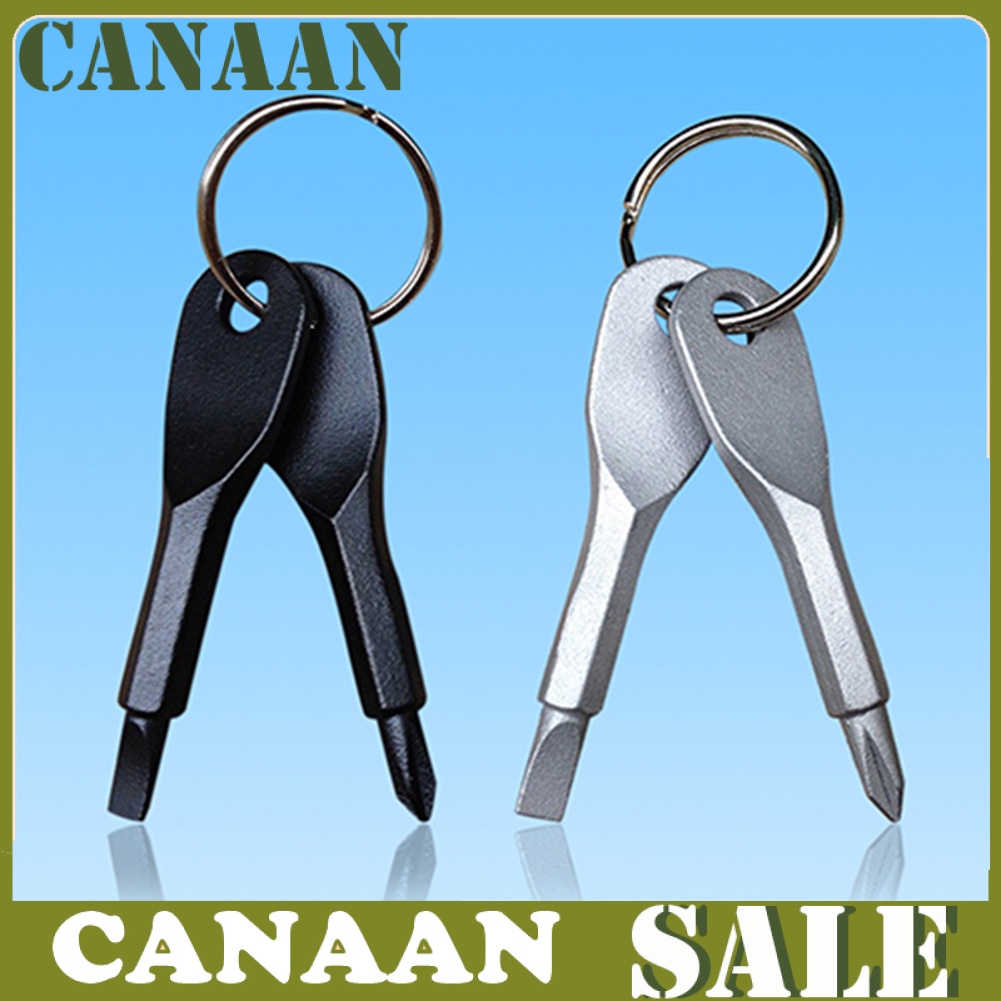 Canaan 2pcs / Set Gantungan Kunci Obeng Multifungsi Bahan Stainless Steel Untuk Outdoor