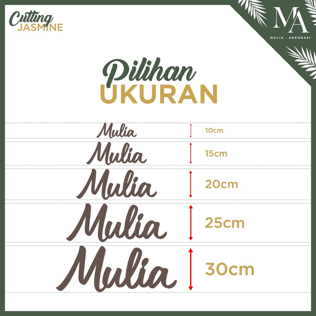 Tulisan Custom Nama Hiasan Dinding Dekorasi Kamar Lamaran Nikahan Ulang Tahun Tasyakuran Kertas Karton Jasmine