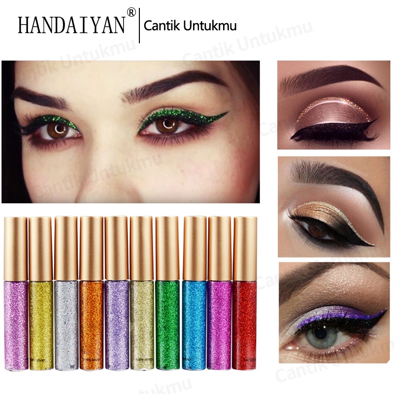 HANDAIYAN Glitter Eyeshadow Liquid Eyeliner Long Lasting Waterproof Sparkling Eyeshadow Eye Makeup