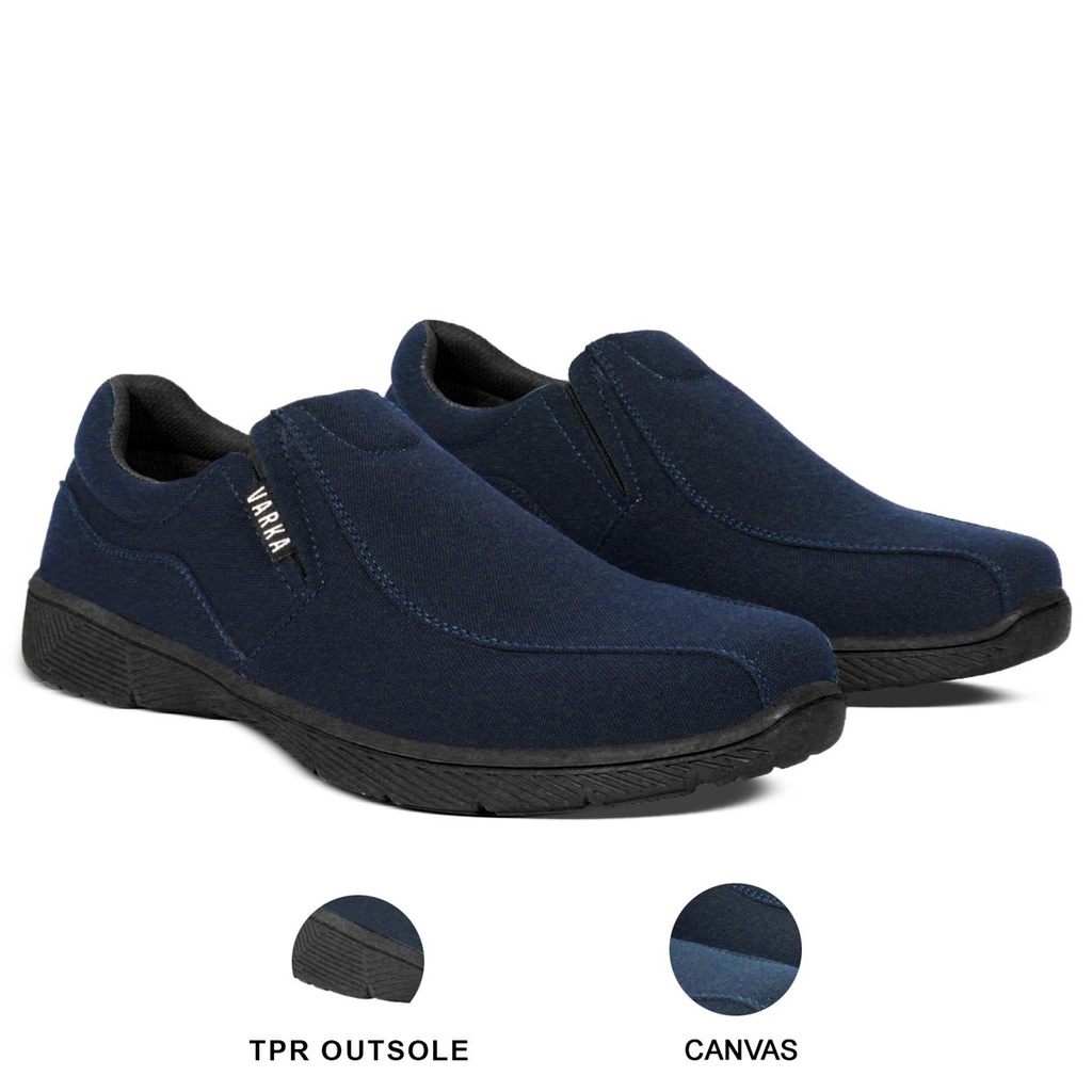 Sepatu Slip On Pria V 57714 Brand Varka Sepatu Kets Santai Jalan Jalan Harga Murah Berkualitas Warna Navy