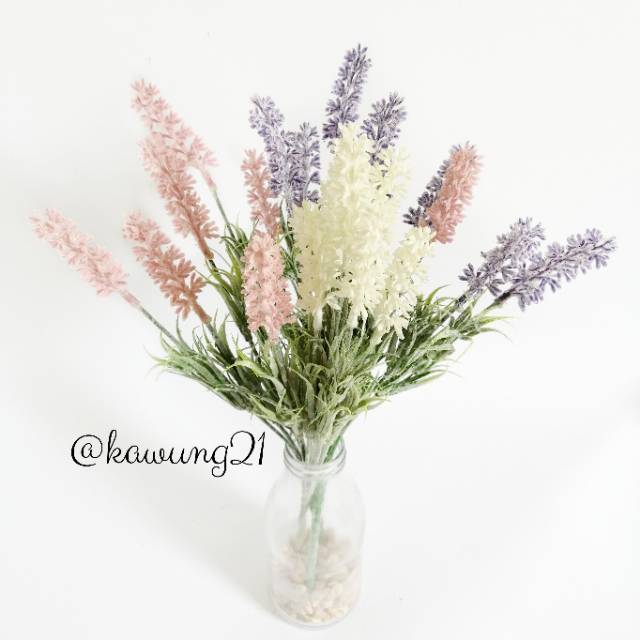 AF08 Bunga Snowy Lavender Artificial Tanaman Plastik Dekorasi Rumah Cantik