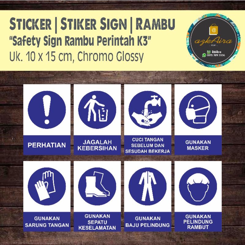 

Sticker Stiker Safety Sign Rambu K3 Kewajiban/ Perintah - Uk. 10x15 cm