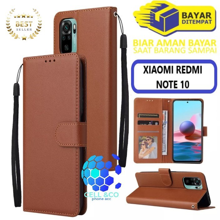 Flip cover XIAOMI REDMI NOTE 10 Flip case buka tutup kesing hp casing flip case leather wallet