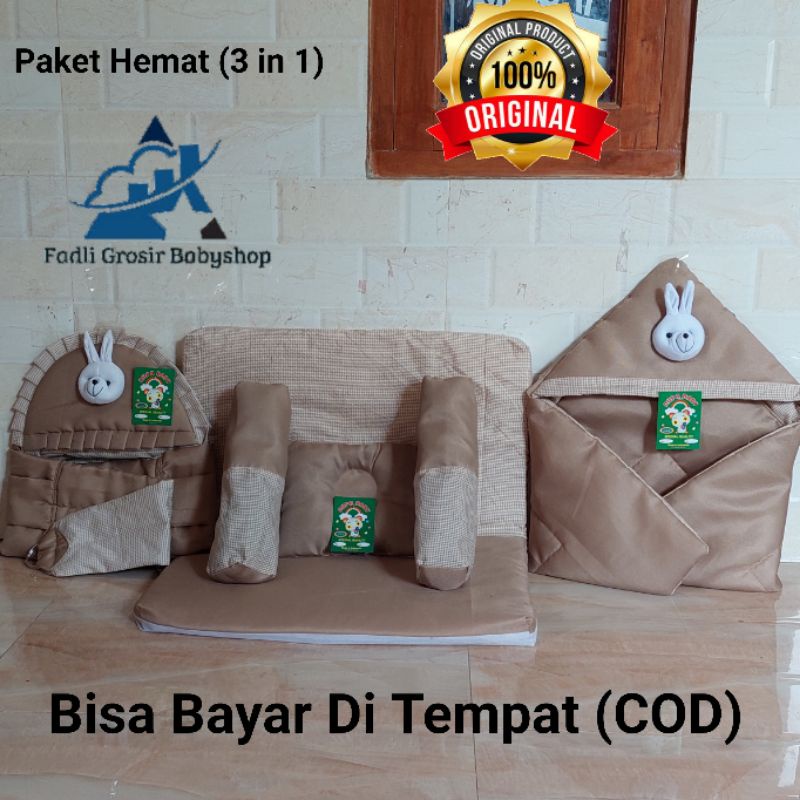 Paket Hemat (3 in 1) Kasur Bayi Set Bantal Guling Gendongan Bayi Samping Boneka Kelinci Dan Selimut Bayi Boneka Kelinci