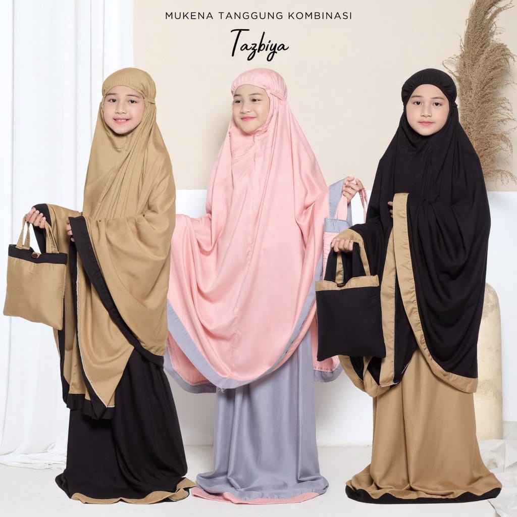 Mukena Anak Polos Kombinasi  4 - 15 tahun /  Mukena Anak Tanggung Sd smp/ Mukena Anak Tanggung