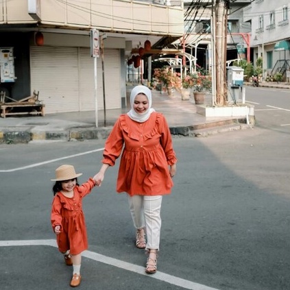 Jasmine Tunik Couple Ibu Anak Kembar baju ciakidz muslim lengan panjang perempuan cewek balita polos