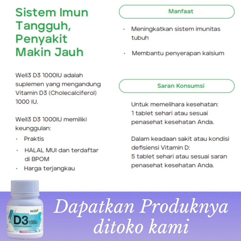 CNI WELL3 D3 1000IU Vitamin D Solusi Meningkatkan Imunitas Tubuh Anda