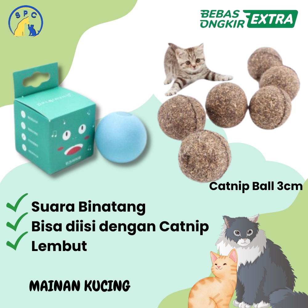 Mainan Bola Kucing Catnip Suara Hewan Bola Catnip untuk mainan hewan peliharaan