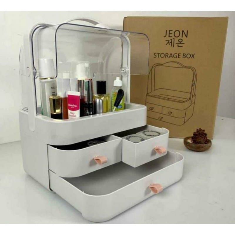 (PROMO) Murah Rak Kosmetik Jinjing JUMBO / Storage box Organizer / Tempat Kosmetik Anti Debu / Tempat Kosmetik Viral