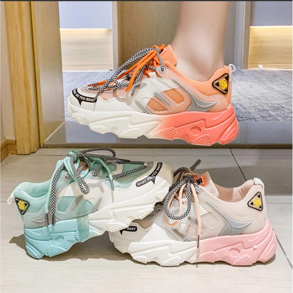 ( COD ) Sneakers Wanita olahraga Sepatu Import Sepatu cewek Sol pelangi